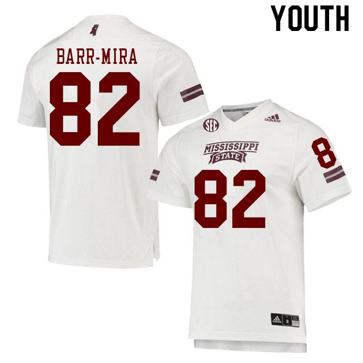 Youth #82 Nick Barr-Mira Mississippi State Bulldogs College Football Jerseys Stitched Sale-White - Click Image to Close